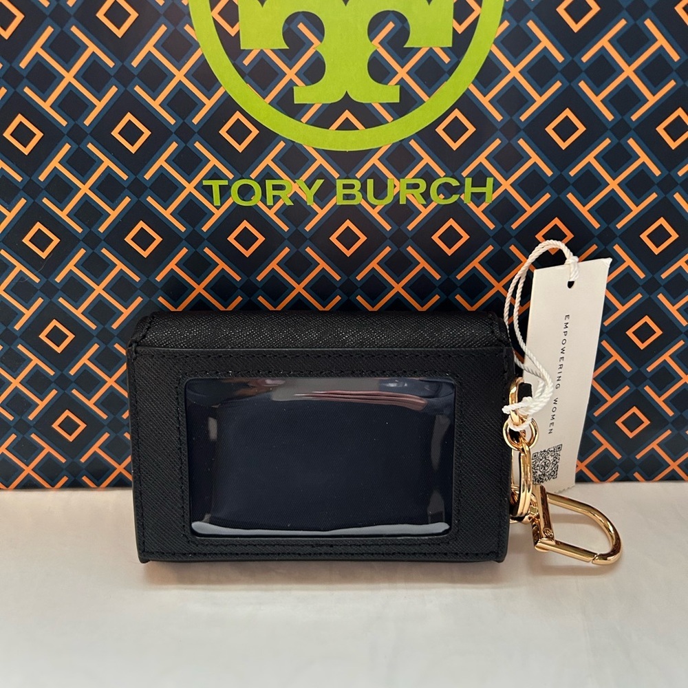 Tory Burch Black Saffiano Leather Key & Card Holder with Gold Hardware - Picture 2 of 10